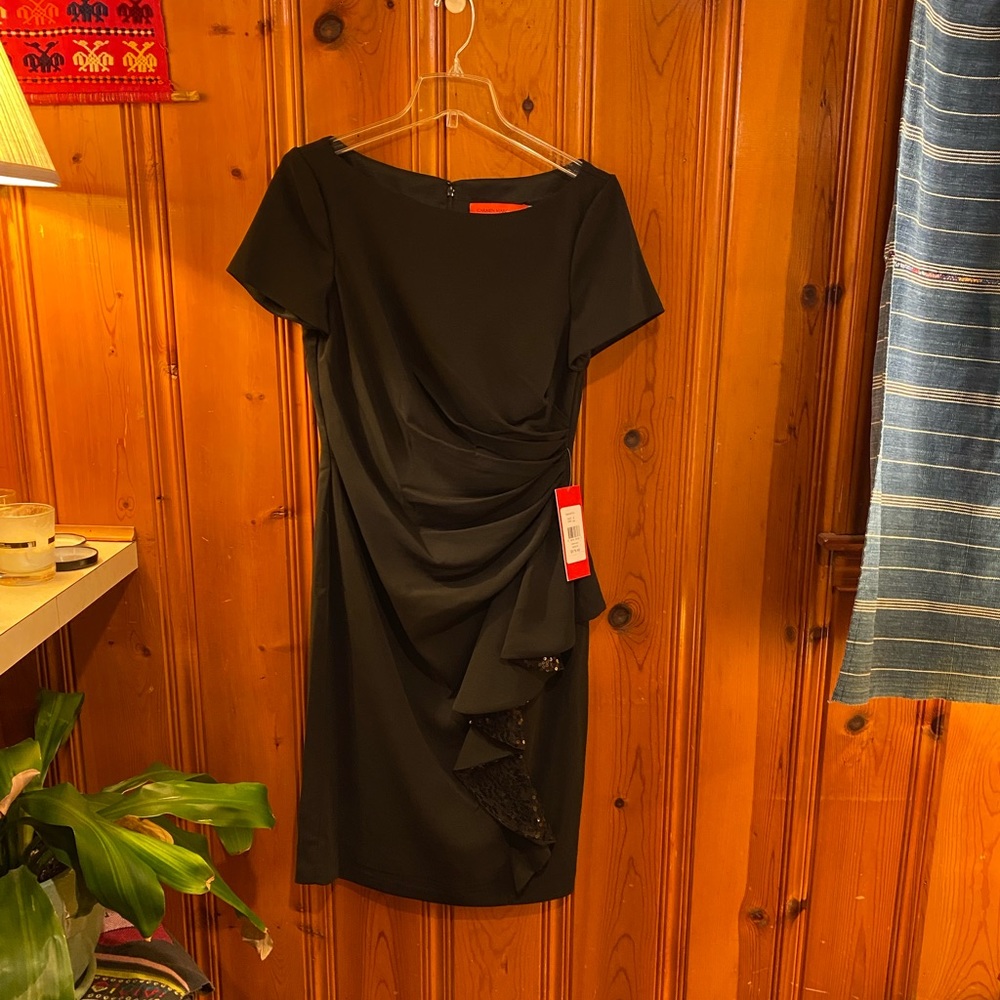 NEW! Black cocktail dress, never worn, tags on, with black sequen detail